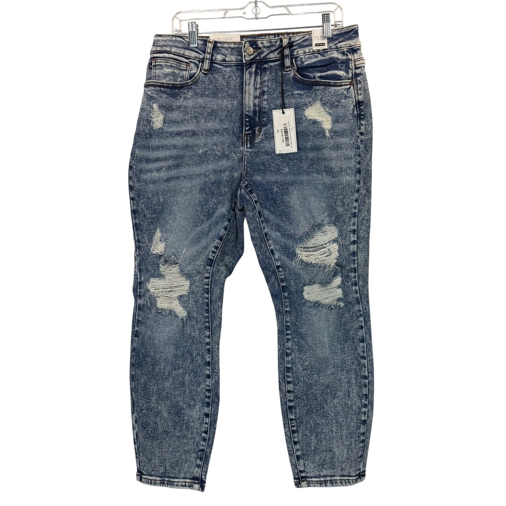 Judy Blue Uptown Girl Hi‎ Waist Acid Wash Destroyed Boyfriend Jean NWT Size 14W